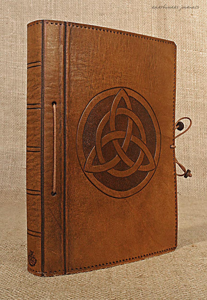 A5 brown leather journal - celtic triquetra 2 - earthworks journals - A5C021