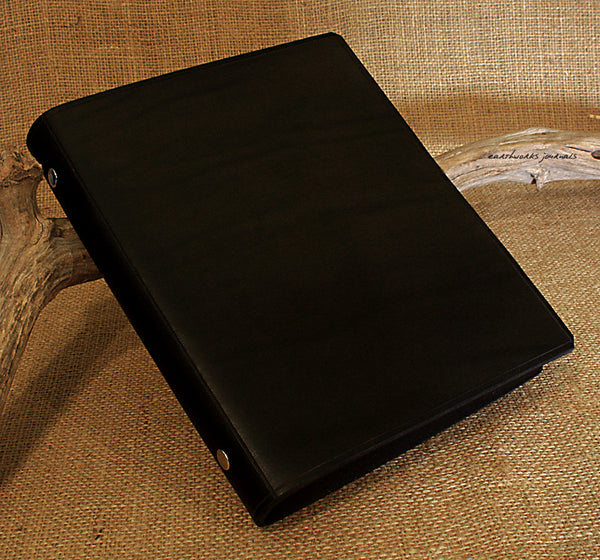A5 black leather slimline 6 ring binder - organiser - planner - plain classic 2 - earthworks journals A5SF002