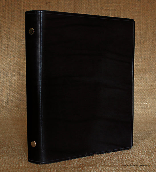 A5 black leather slimline 6 ring binder - organiser - planner - plain classic 3 - earthworks journals A5SF002