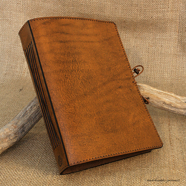 A5 brown leather journal - plain classic - earthworks journals A5PC001