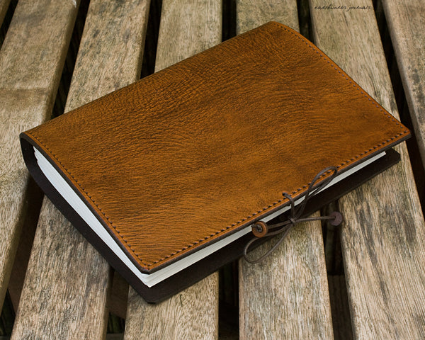 A5 brown leather journal - plain classic 5 - earthworks journals A5PC001