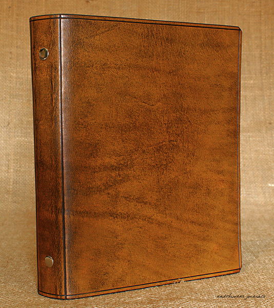 A5 brown leather slimline 6 ring binder - organiser - planner - plain classic 2 - earthworks journals A5SF001