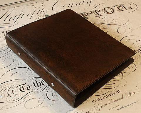 A5 dark brown leather 2 ring binder - plain classic - earthworks journals A5B001