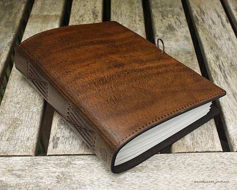 A5 dark brown leather journal - plain classic 5 - earthworks journals A5PC005