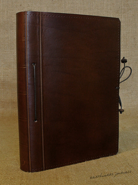 A5 dark brown leather journal - plain classic 3 - earthworks journals A5PC007