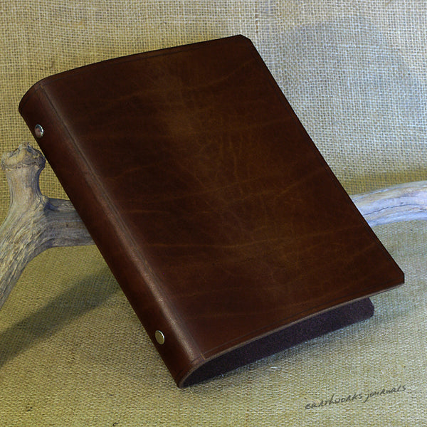A5 dark brown leather 6 ring binder - organiser - planner - plain classic 2 - earthworks journals A5F001