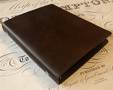 A5 dark brown leather slimline 6 ring binder - organiser - planner - plain classic - earthworks journals A5SF003
