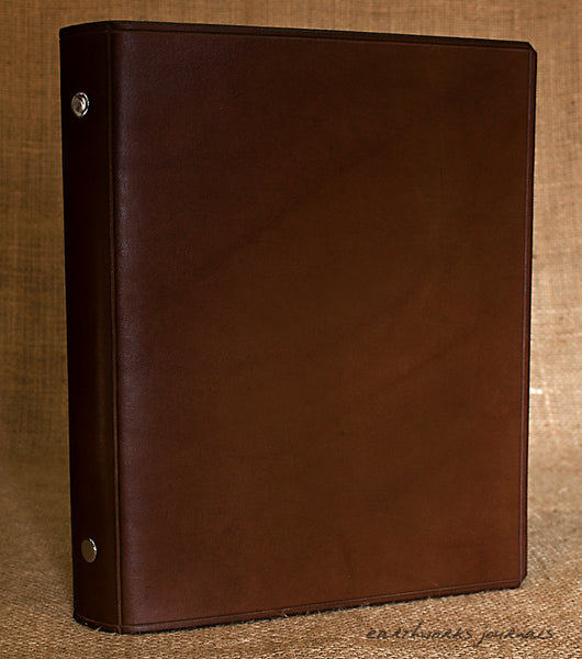 A5 dark brown leather slimline 6 ring binder - organiser - planner - plain classic 2 - earthworks journals A5SF003