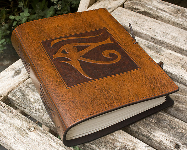 A5 brown leather journal - eye of horus - earthworks journals - A5C016