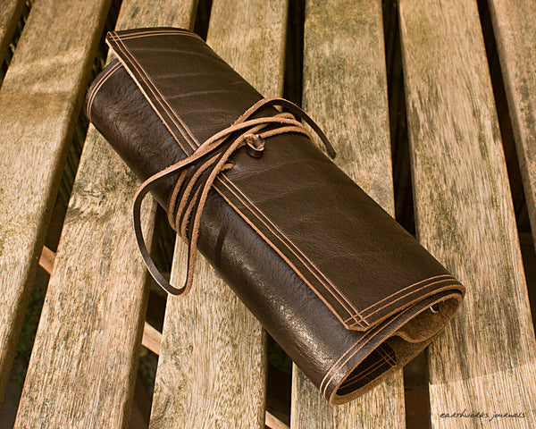 A5 rugged dark brown leather organiser - wraparound 4 - earthworks journals - A5WB002
