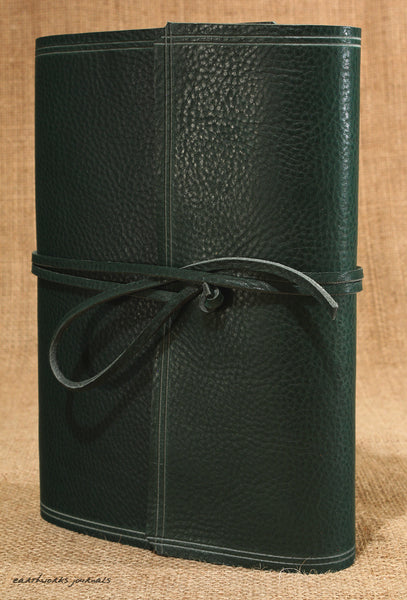 A5 rugged green leather journal - wraparound 4 - earthworks journals - A5W005
