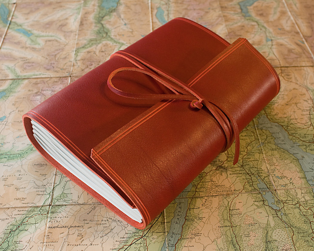 A5 rugged red leather journal - wraparound 3 - earthworks journals - A5W009