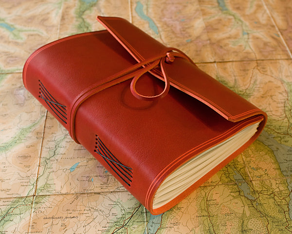 A5 rugged red leather journal - wraparound 4 - earthworks journals - A5W009