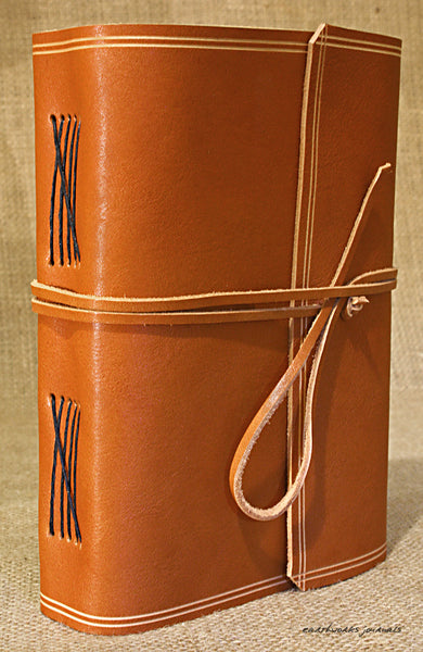 A5 rugged saddle tan leather journal - wraparound 4 - earthworks journals - A5W011