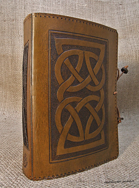 A6 brown leather journal - celtic knot 3 - earthworks journals - A6C004