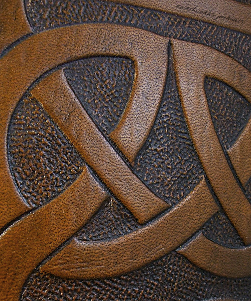 A5 brown leather journal - celtic knot detail - earthworks journals - A5C017