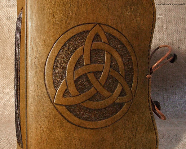 A6 brown leather journal - celtic triquetra - earthworks journals - A6C002