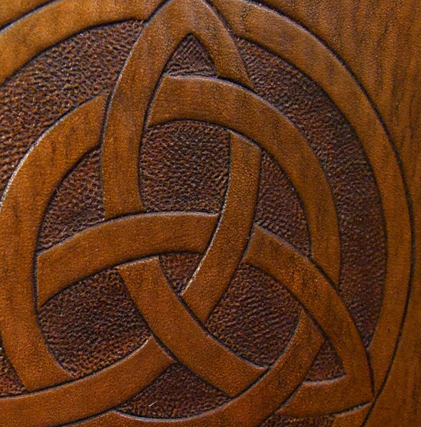 A6 brown leather journal - celtic triquetra detail - earthworks journals - A6C002