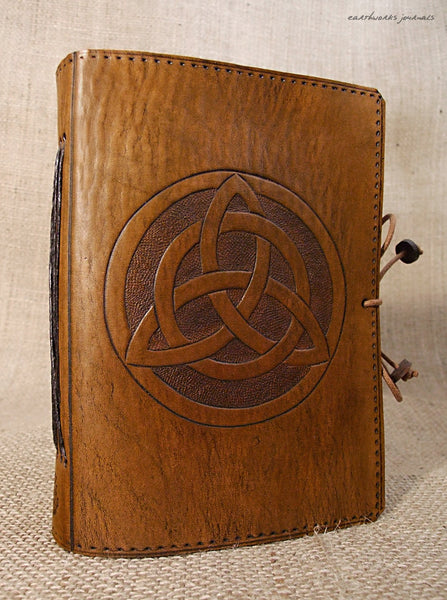 A6 brown leather journal - celtic triquetra 2 - earthworks journals - A6C006