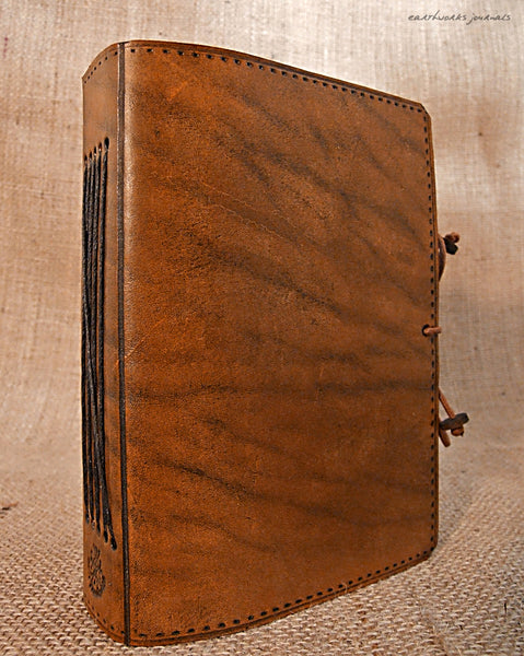 A6 brown leather journal - plain classic 2 - earthworks journals A6PC001