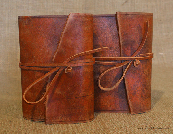 A6 distressed brown leather journal - wraparound 6 - earthworks journals - A6W001