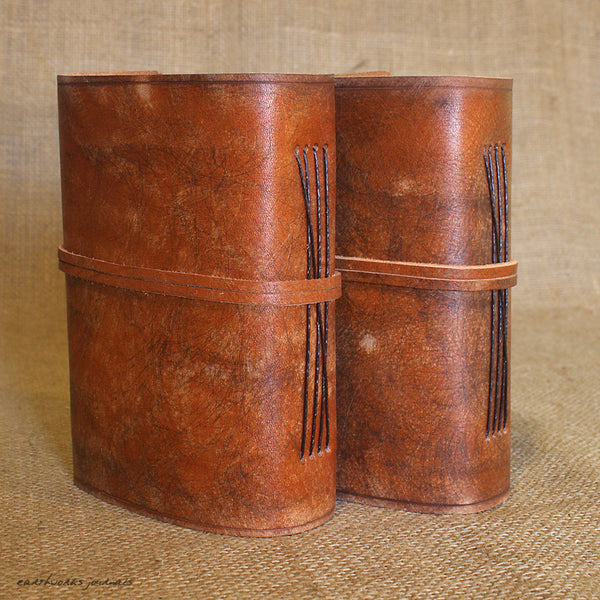 A6 distressed brown leather journal - wraparound 7 - earthworks journals - A6W001