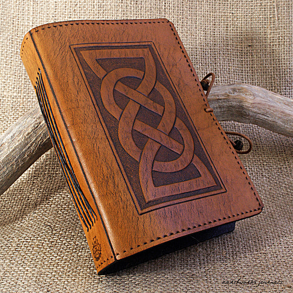 A6 brown leather journal - celtic friendship lovers knot 2 - earthworks journals - A6C013