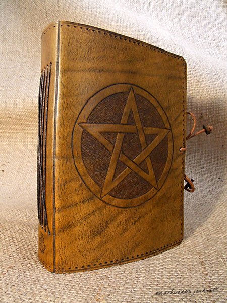 A6 brown leather journal - pentagram 3 - earthworks journals - A6C010