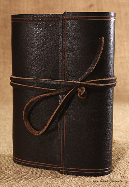 A6 rugged dark brown leather journal - wraparound 5 - earthworks journals - A6W002