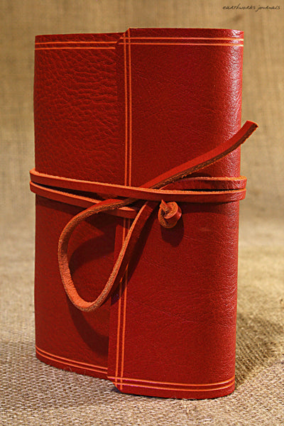 A6 rugged red leather journal - wraparound 4 - earthworks journals - A6W009