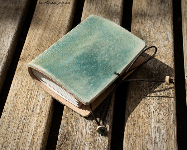 a7 distressed sea blue leather journal 4 - earthworks journals -A7PC004