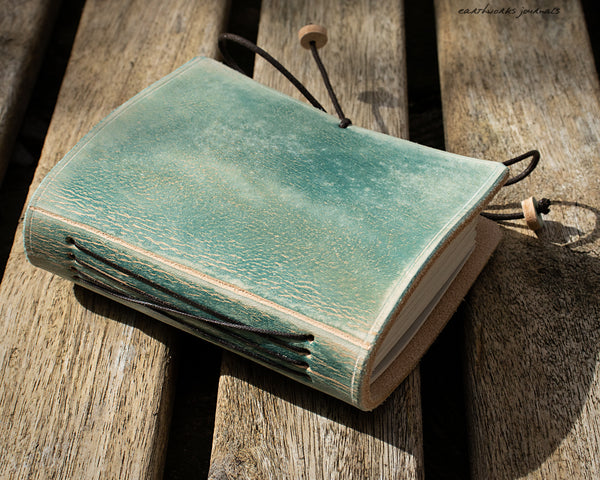 a7 distressed sea blue leather journal 3 - earthworks journals -A7PC004