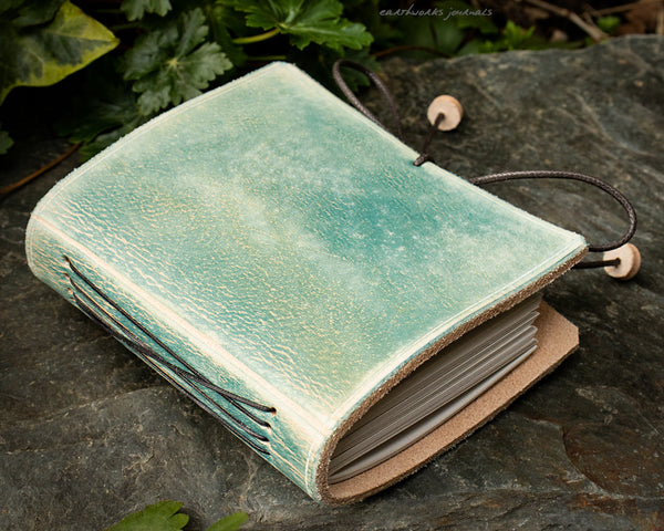 a7 distressed sea blue leather journal 2 - earthworks journals -A7PC004