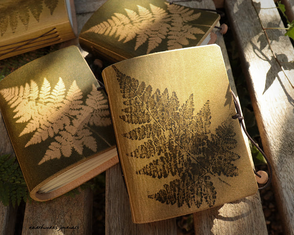 A7 fern leaf leather journal in olive 6 - earthworks journals - A7F002