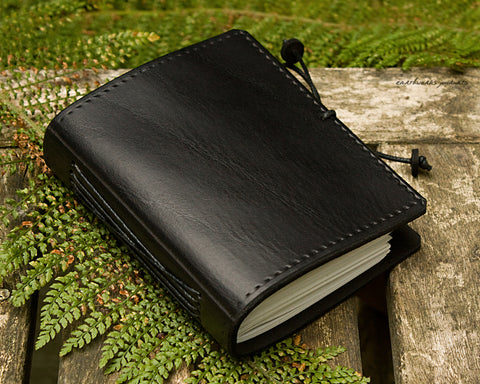 a7 black leather journal - plain classic - earthworks journals A7PC003