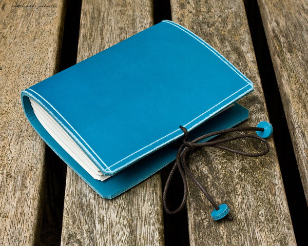 A7 classic sky blue leather journal 3 - plain classic - earthworks journals - A7PC004