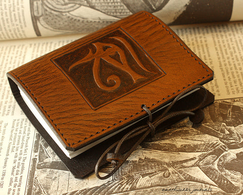 A7 brown leather journal - egyptian eye of horus design - earthworks journals - A7C002