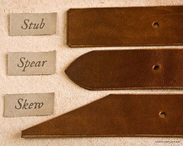the earthworks classic handmade leather belt - strap end shapes - earthworks journals