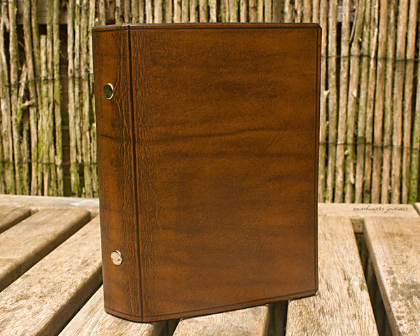 personal size brown leather 6 ring binder - organiser - planner - plain classic 2 - earthworks journals PSB002