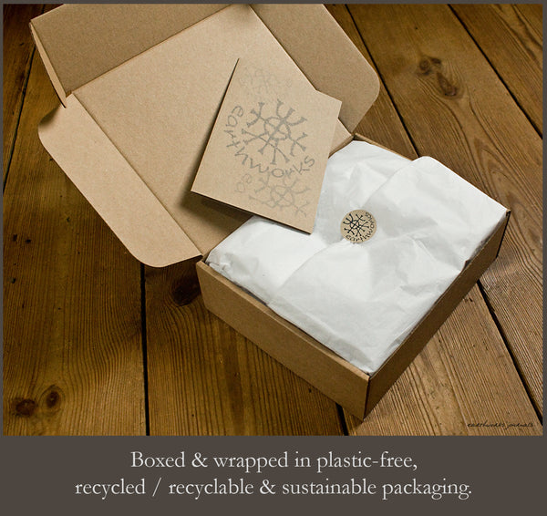 Recycled sustainable packaging - plastic free - earthworks journals