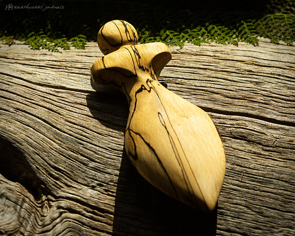 Hand Carved Wooden Goddess Poppet in Spalted Beech 3 - Heath and Hearth - Earthworks Journals HHWG002